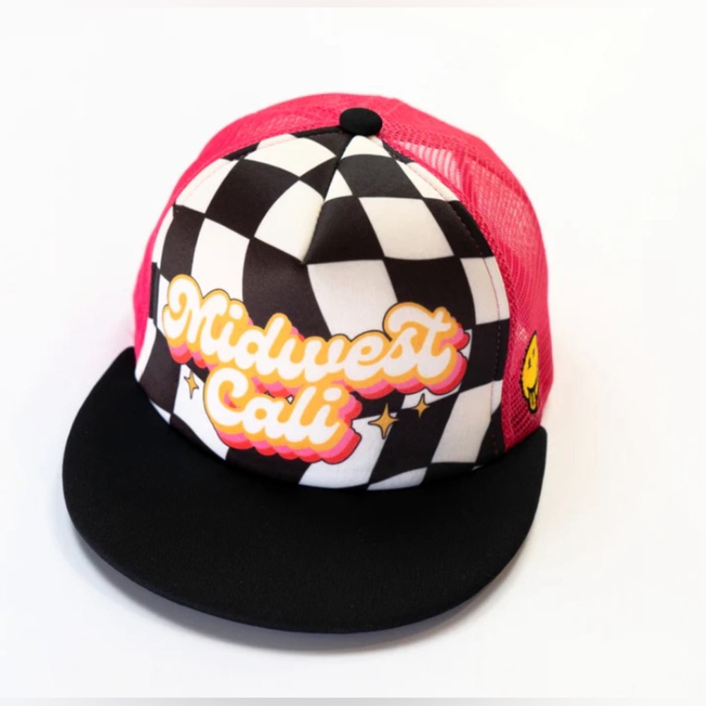 Hot Pink Checker Midwest Cali Hat NWT